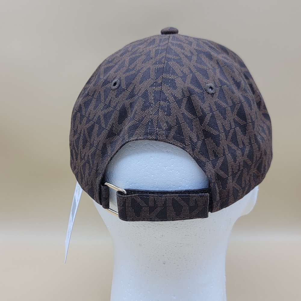 Michael Kors Signature Logo Adjustable Strapback Baseball Cap Hat Brown New Tags - Picture 6 of 11